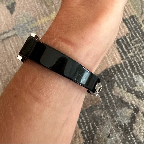 FURLA Black Silvertone Steel Rectangle Watch